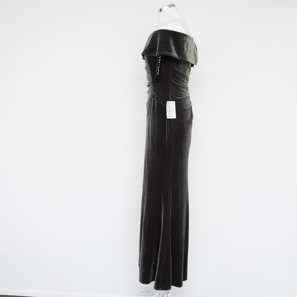 Xscape Green Velvet Off Shoulder Gown - Picture 6 of 14